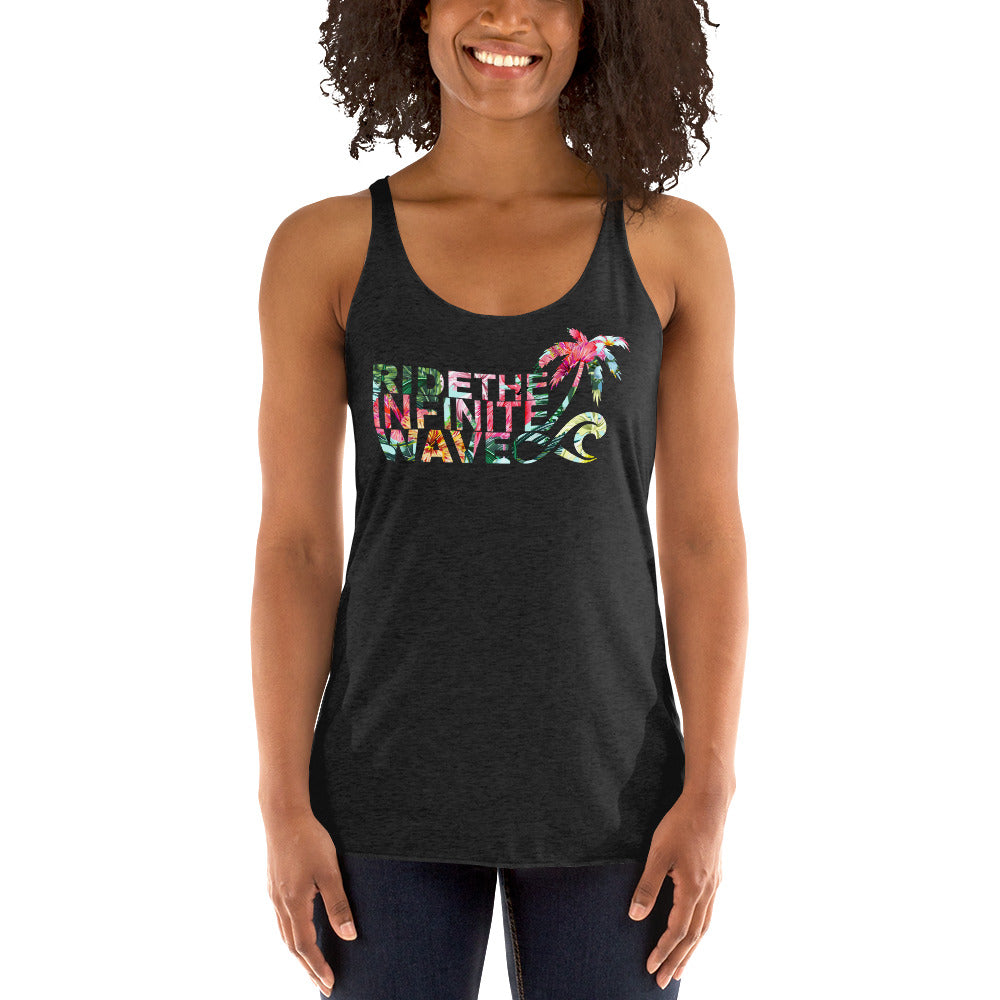 Women's Surfinity Infinite Wave Palm Flamingo - Tank - Vintage Black